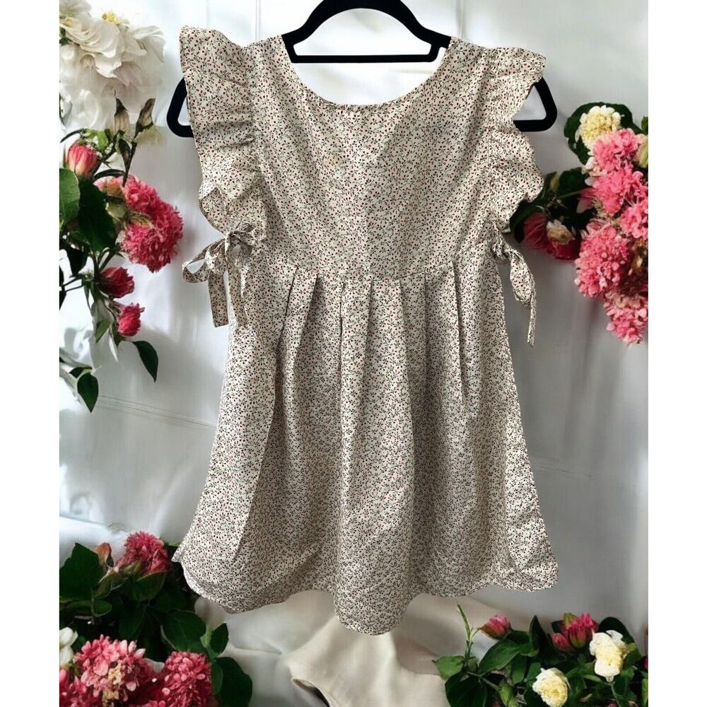 Making Believe Girl's Floral Prairie Colonial Apron Dress &‎ Bonnet Sz L Costume